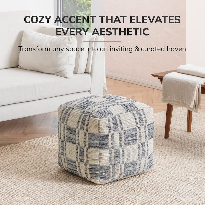 Jani 20-inch Ottoman Pouf - Handcrafted Handmade Ottoman for Seating, Footrest, Home Decor for Living Room, Bedroom