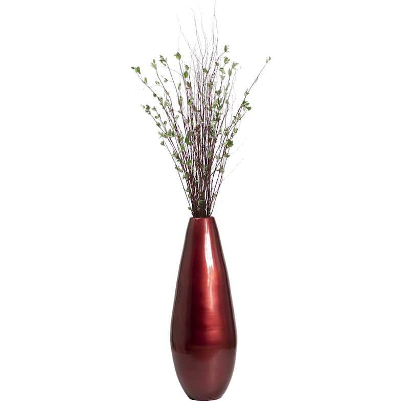 31.5" Spun Bamboo Tall Floor Vase - Sleek Matte Finish, Elegant Home Decoration, Modern Accent Piece, Living Room Decor - Large Red