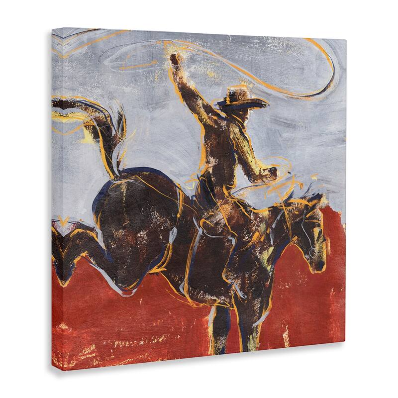 Stupell Rustic Western Cowboy Wild Horse Lasso Canvas Wall Art
