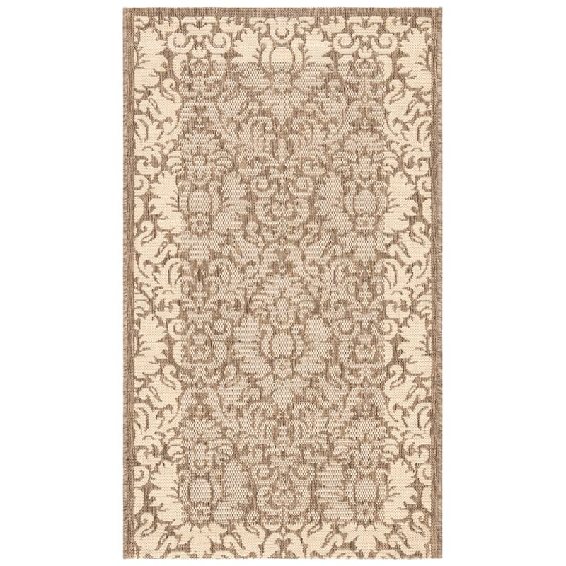 SAFAVIEH Courtyard Peggie Indoor/ Outdoor Patio Backyard Rug - 2'7" x 5' - Brown/Natural