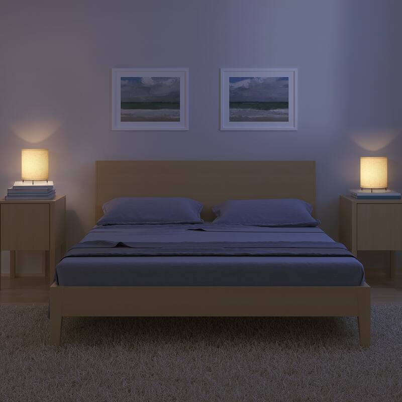 Set of 2 Modern Bedside Lamp with Linen Fabric Shade - 1PCS