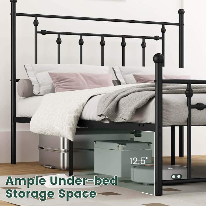 Costway Twin/Full/Queen Size Metal Bed Frame with Headboard Under-bed