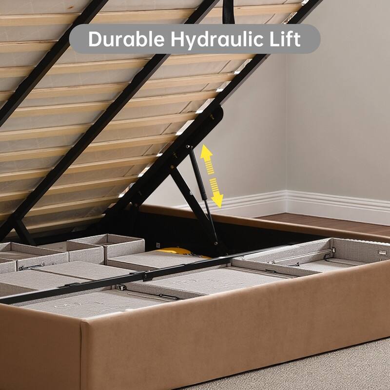 Modern Minimalist Upholstered Storage Bed with Lift-Up Platform