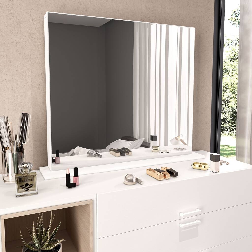Makeup Vanity Mirror, Wall-Mount or Tabletop, HD Glass, Seamless Frame