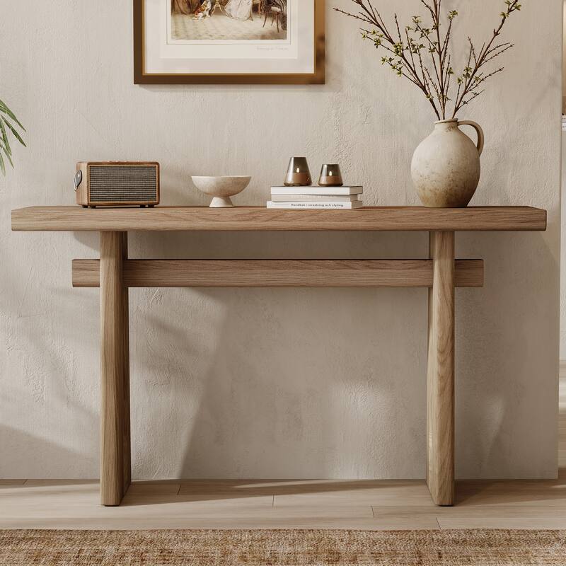 Christopher Knight Home - Chole Console Table with Wood Veneer and Sculptural Design