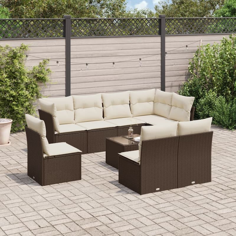 vidaXL Garden Sofa Set Brown and Cream White - 24.4 x 24.4 x 27.2