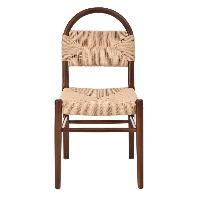 Christopher Knight Home - Modern Solid Ruberwood Dining Chair Set with Handwoven Paper Rope Seat and Back