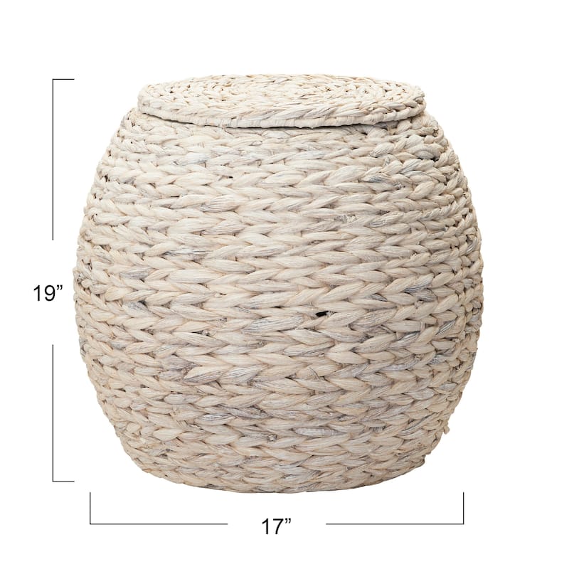 Household Essentials Handwoven Barrel Wicker Storage Basket Side Table - 17.0"L x 17.0"W x 19.0"H