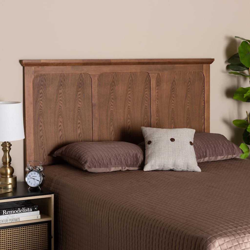 Alarice Classic and Traditional Ash Walnut Finished Wood Queen Size Headboard