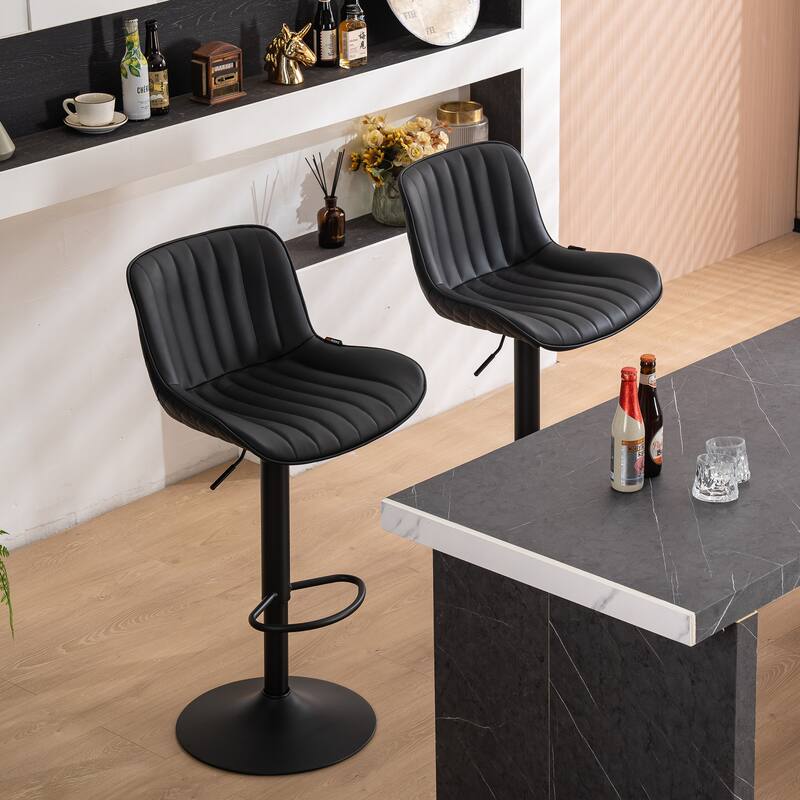 Bar Stools Set of 2 Counter Height Adjustable with Backrest Bar Chairs for Kitchen Island