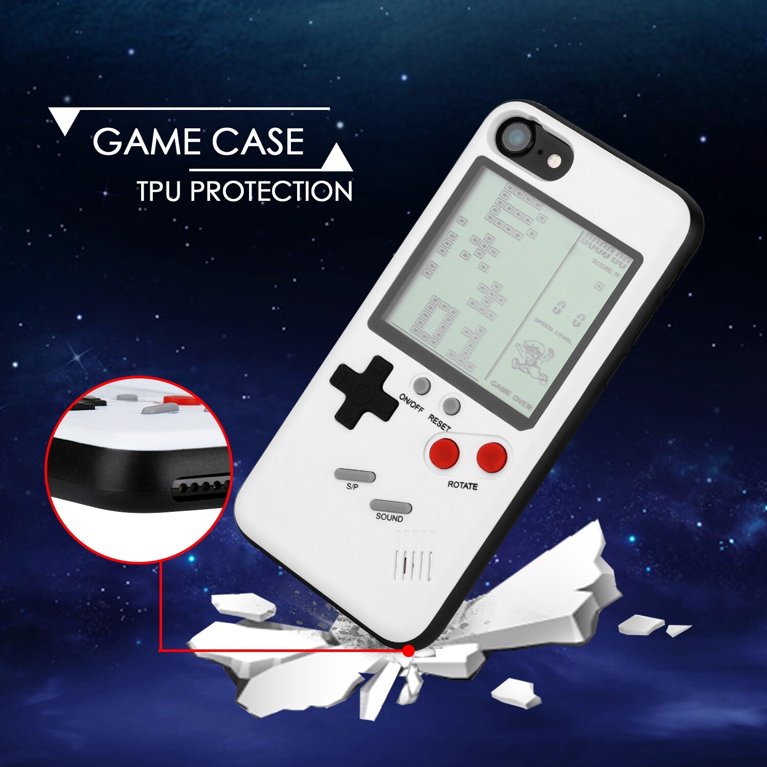 Shop Retro Real Game Console Play Gameboy Tetris Phone Case For