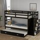 preview thumbnail 3 of 7, Hardwood Twin Over Twin Bunk Bed with Trundle, Multifunction Staircase and 4 Storage Drawers, Espresso