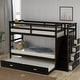 preview thumbnail 14 of 71, Space-Saving Bunk Bed with Twin Trundle and Stairs, Wood Bunk Beds with Storage Drawers and Guardrail for Kids Teens Adults