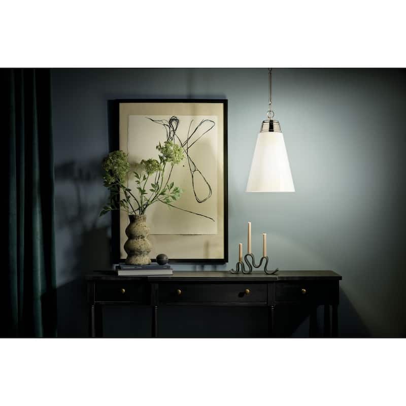 Kichler 52661 Marsailli 12" Wide Pendant with Glossy White Opal Glass