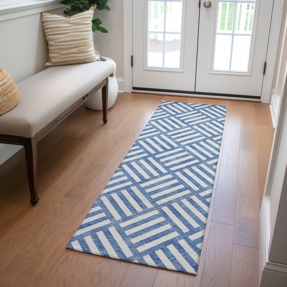 Machine Washable Indoor/ Outdoor Chantille Modern Geo Rug
