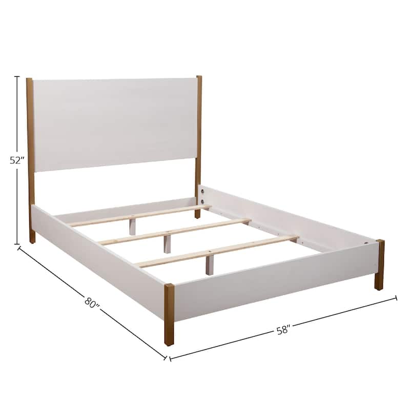Alpine Furniture Madelyn Wood Panel Bed in White - Full