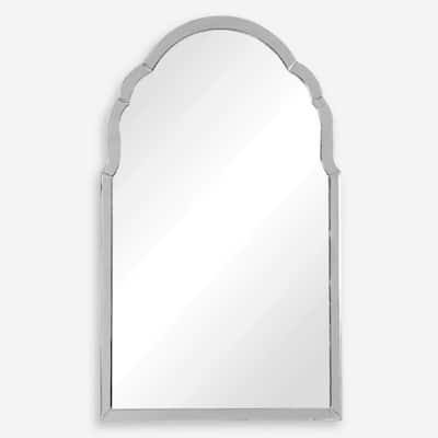 Curved Beveled Wall Arch Mirror - 40" - Silver