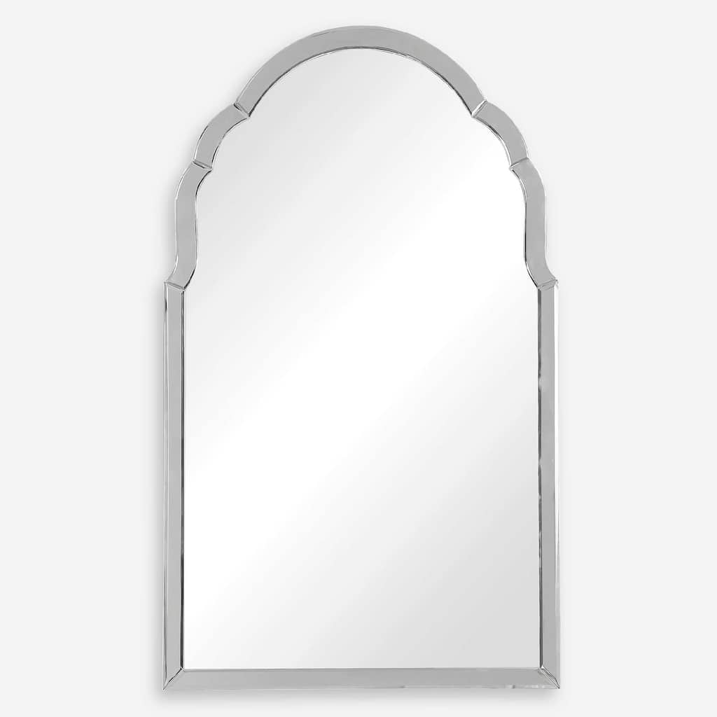 Curved Beveled Wall Arch Mirror - 40" - Silver