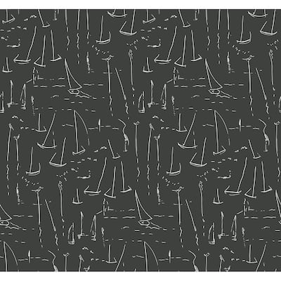 York Wallcoverings Vermillion Coast Carbon Black Wallpaper