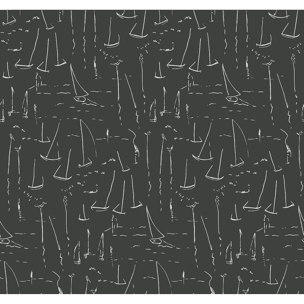 York Wallcoverings Vermillion Coast Carbon Black Wallpaper