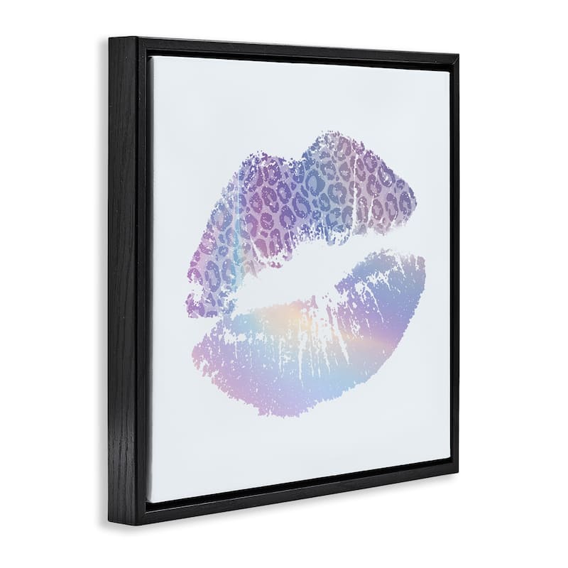 Stupell Glam Patterned Kiss Framed Floater Canvas Wall Art Design By Kim Allen