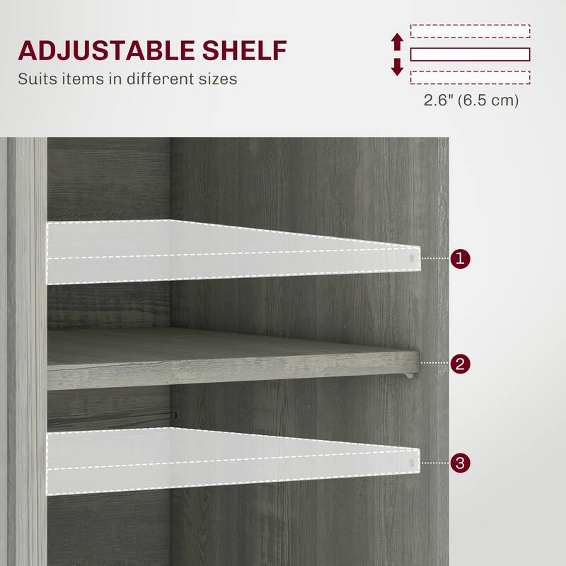 Distressed Grey Sideboard Buffet Cabinet with Drawers and Adjustable Shelves for Kitchen Storage - 39.75" W x 15.75" D x 33.5" H