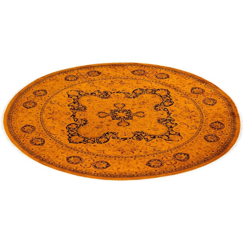 Fine Vibrance, One-of-a-Kind Hand-Knotted Area Rug - Gold, 7' 1" x 7' 1" - 7' 1" x 7' 1"