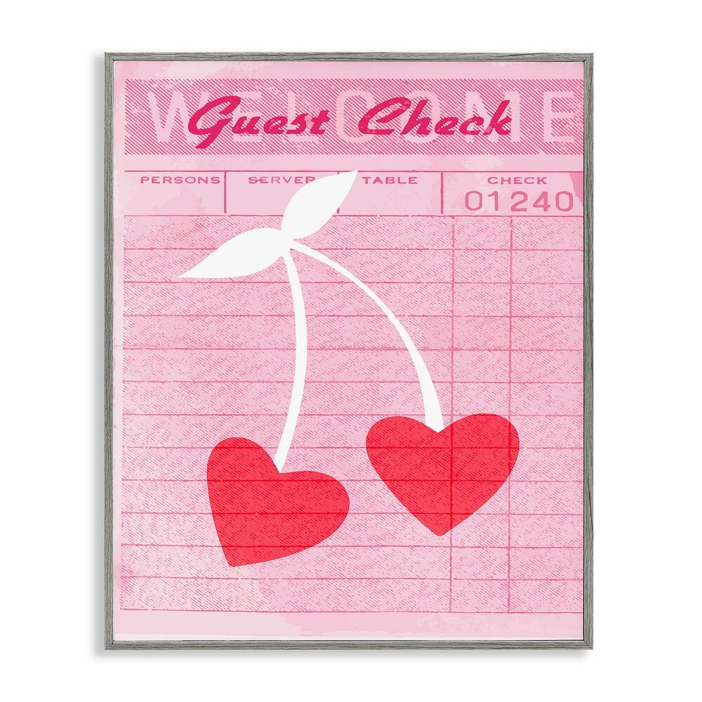 Stupell Cherries on Guest Check Framed Giclee Art Design By Lil' Rue