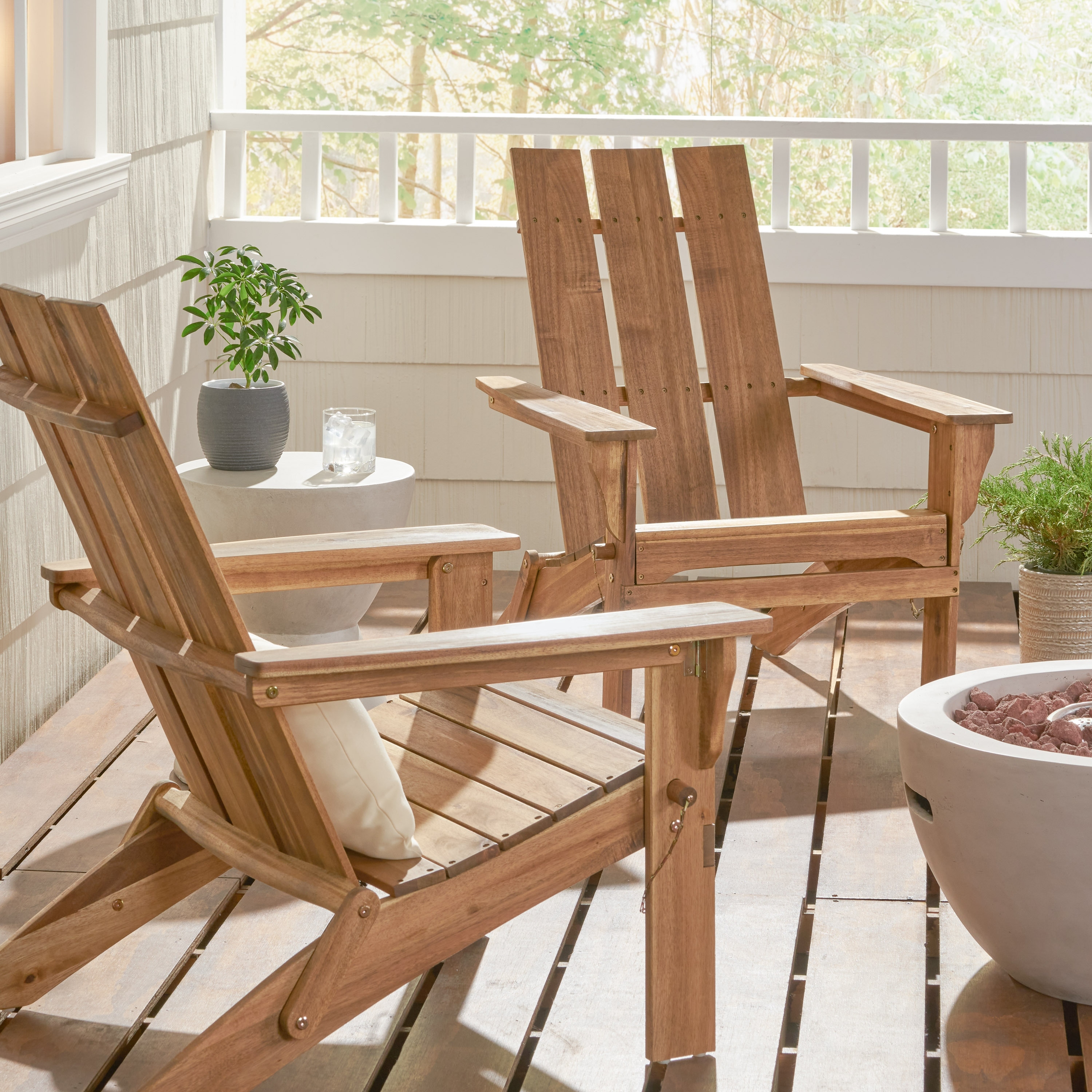 Zuma Outdoor Outdoor Acacia Wood Foldable Adirondack Chairs Set