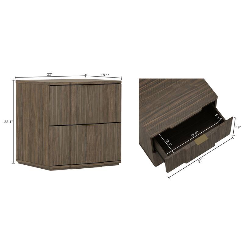 Manhattan Comfort Clive 22 Inch 2 Drawer Nightstand