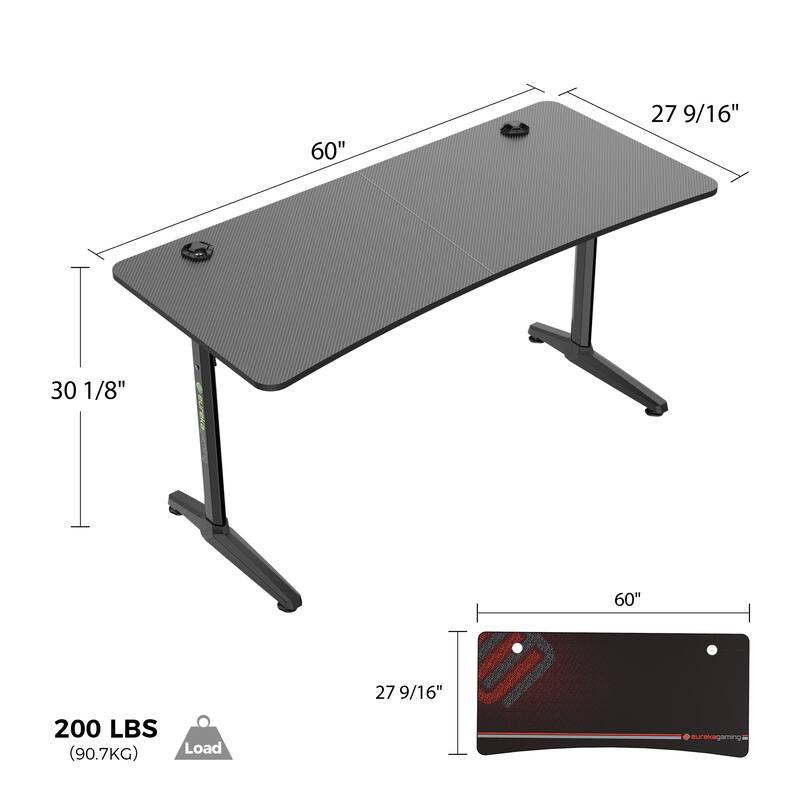 Black Gaming Desk Computer Desk with Free Full Mouse Pad & USB Charger