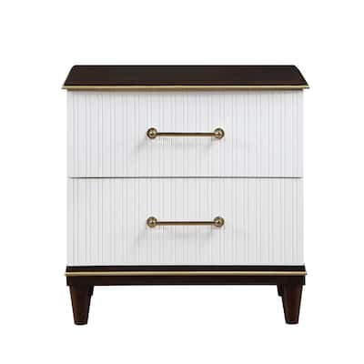 Contemporary and 1pc Two Drawers Nightstand 2-Tone with Trim Modern Bedroom Furniture