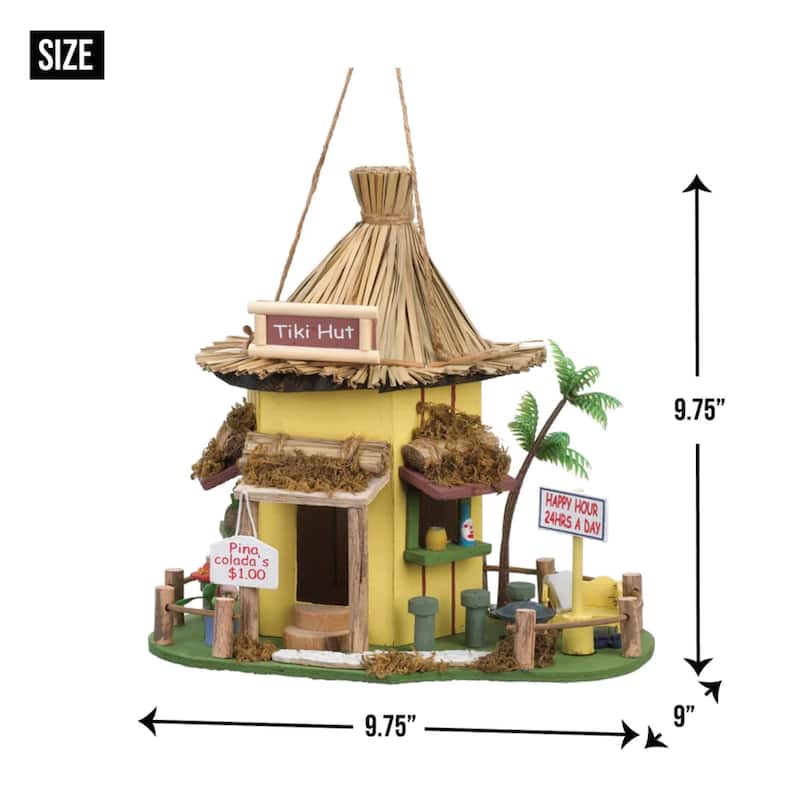 Tiki Hut Outdoor Hanging Birdhouse - 9.75" - Yellow and Brown