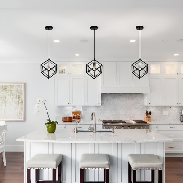 1 Light Geometric Cube Lantern Sci fi Square Rectangle Pendant On Sale Bed Bath Beyond 39154685