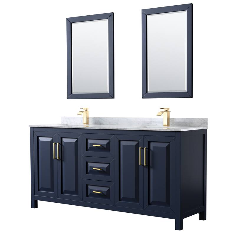 Wyndham Collection Daria 72" Free Standing Double Vanity Set with MDF - Dark Blue - Painted