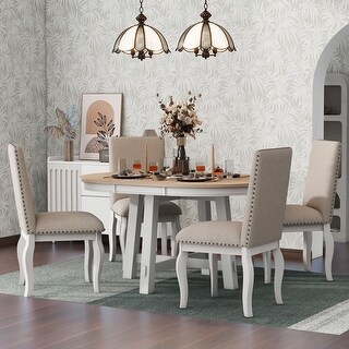 5 PC Round Extendable Dining Table - Bed Bath & Beyond - 42508885