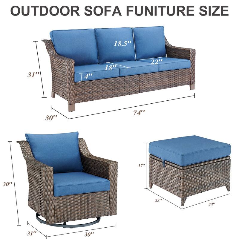 Outdoor Patio Sofa & Swive Chail with Ottoman