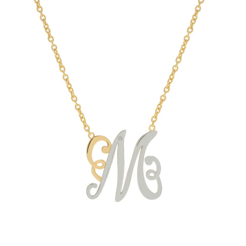 Victoria Townsend Yellow Gold Plate /.925 Sterling Silver Diamond Accent Initial Necklace - M