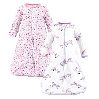 Hudson Baby Infant Girl Cotton Long-Sleeve Wearable Sleeping Bag, Sack, Blanket, Floral Unicorn Long Sleeve