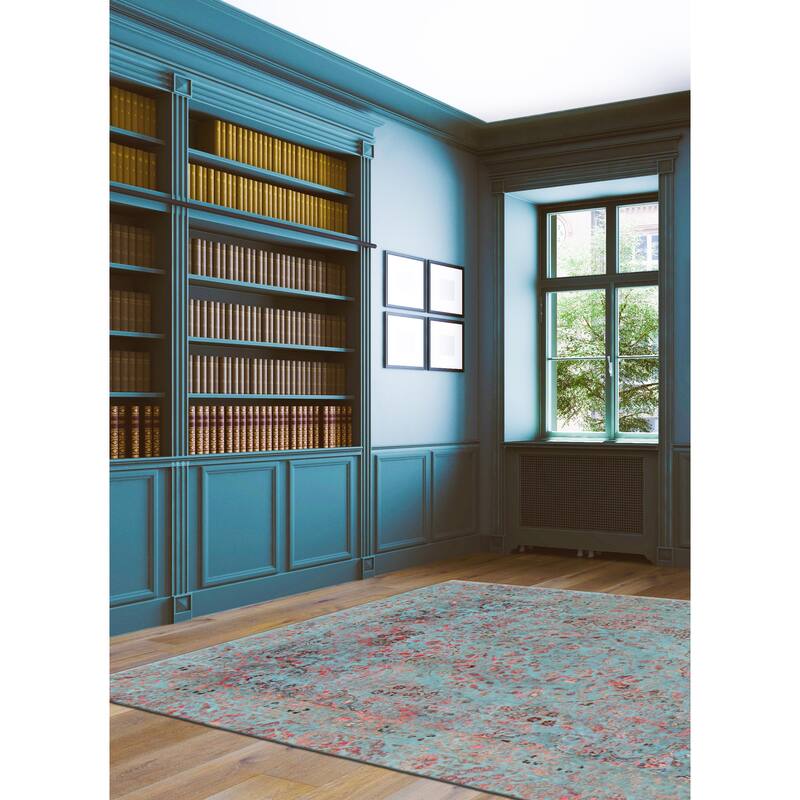 ECARPETGALLERY Hand-knotted Color Transition Turquoise Wool Rug - 5'11 x 8'0