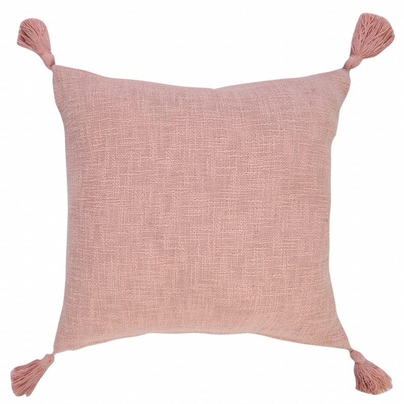 HomeRoots 20" X 20" Light Pink 100% Cotton Zippered Pillow