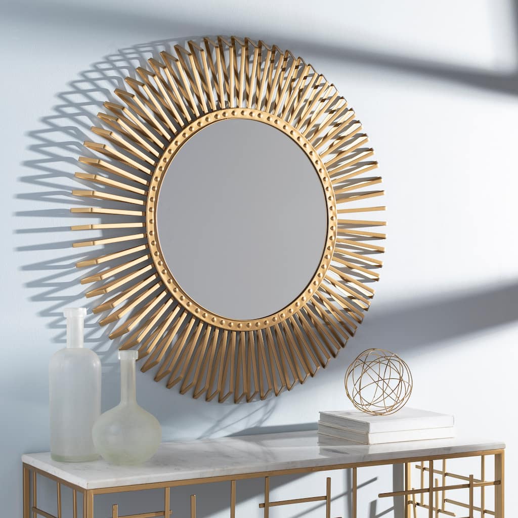 Livabliss Harold Golden Metal Sunburst Mirror - 40"H x 40"W
