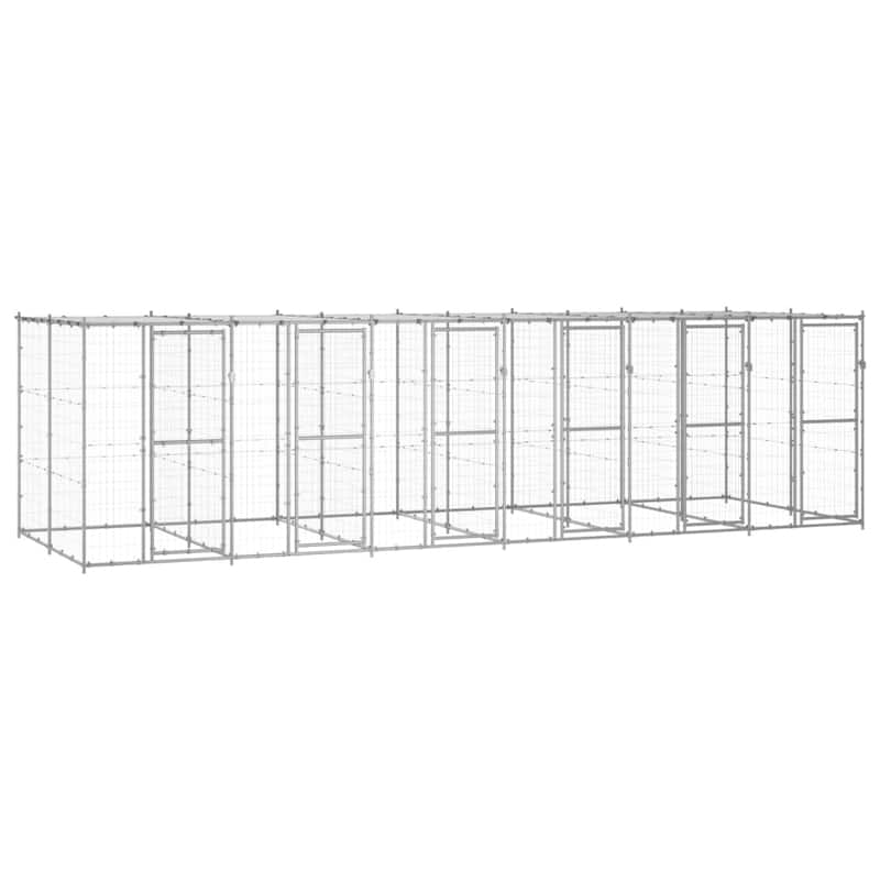 vidaXL Outdoor Dog Pen Pet Crate Kennel Cage Playpen House for Yard Steel