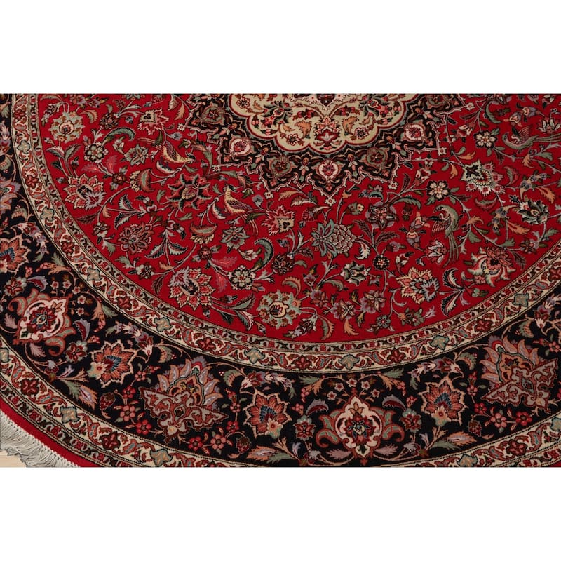 6'4''x6'4'' Round Hand Knotted Wool Red Round Oriental Area Rug - 6' 4'' x 6' 4''-Round