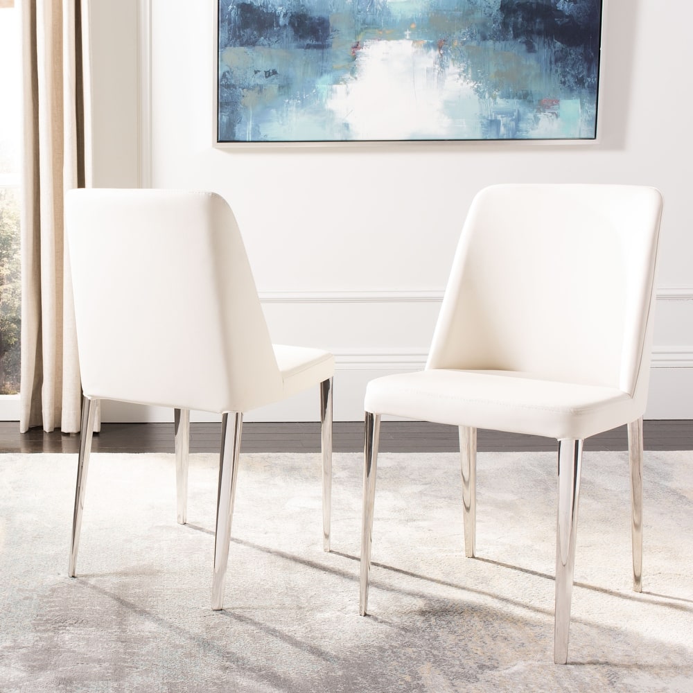 SAFAVIEH Haruko Mid Century Dining White Dining Chair (Set of 2) - 22.5" x 17.8" x 34.8" - 23Wx18Dx35H