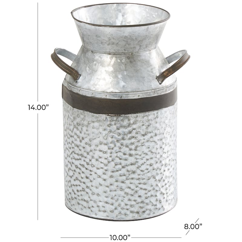 Gray Metal Milk Can Vase