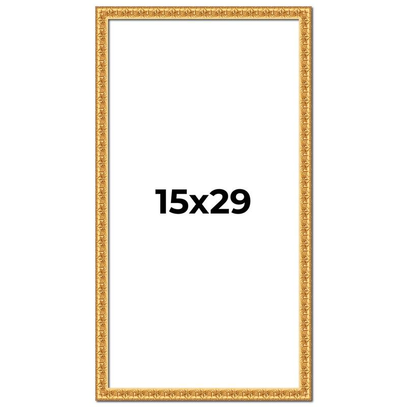 15x29 Frame Gold Real Wood Picture Frame Width 1 inches | Interior