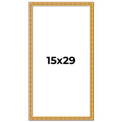 15x29 Frame Gold Real Wood Picture Frame Width 1 inches | Interior
