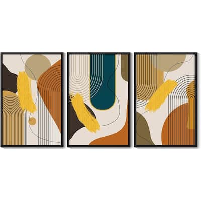 Abstract Framed Wall Art Modern Minimalist Luxury Gold Line Artwork