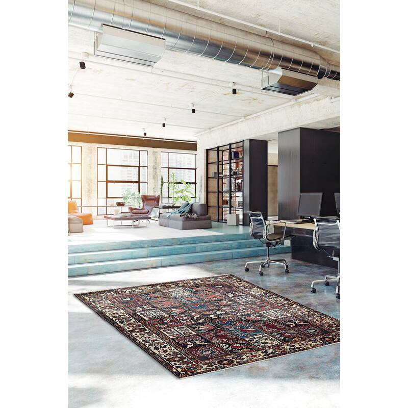 ECARPETGALLERY Hand-knotted Kayseri Vintage Dark Navy Wool Rug - 3'11 x 4'6